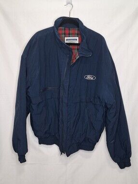 Vintage Ford Motor Company Plaid Quilt Lined Jacket Navy blue XXL
